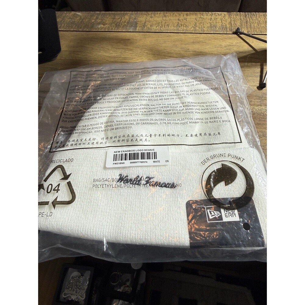 Supreme New Era Beanie, White With Red Box Logo Hat - Picture 5 of 5